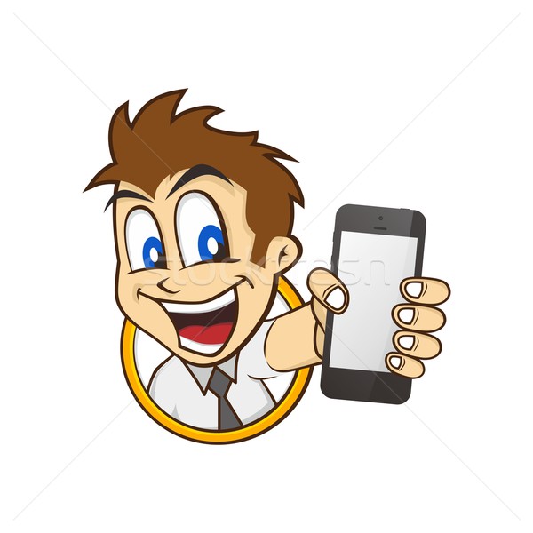 cartoon guy holding phone Stock photo © vector1st