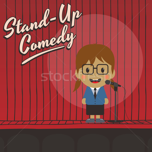 female stand up comedian cartoon character Stock photo © vector1st