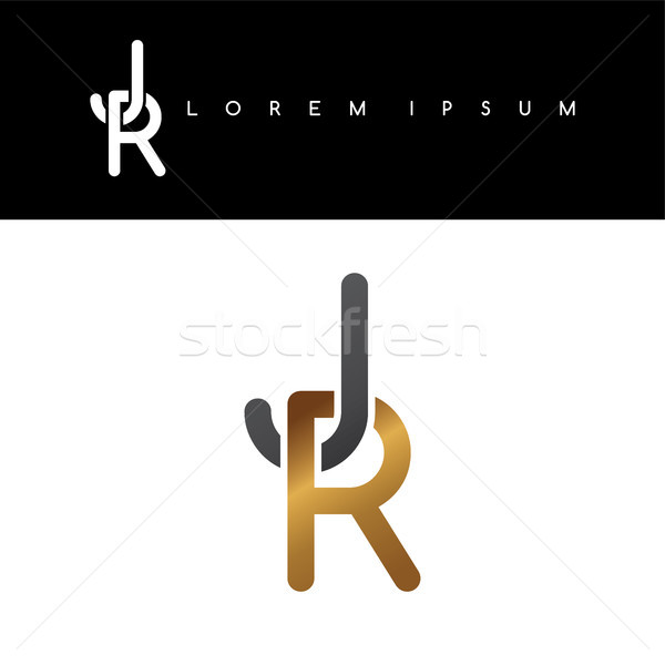 initial letter linked circle uppercase logo gold black background Stock photo © vector1st
