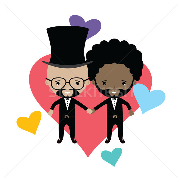 Imádnivaló homoszexuális házastárs vőlegény rajz házasság Stock fotó © vector1st