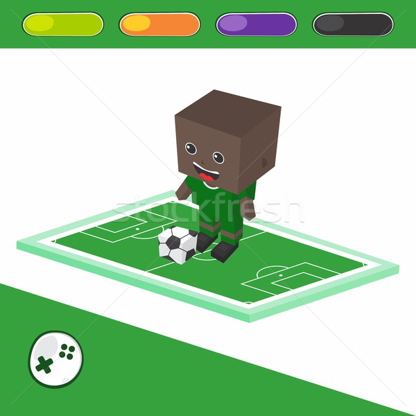 soccer block isometric cartoon character Stock photo © vector1st