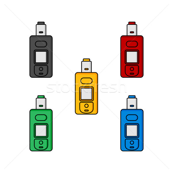 set of cartoon electric cigarette mod - vaporizer vector Stock photo © vector1st