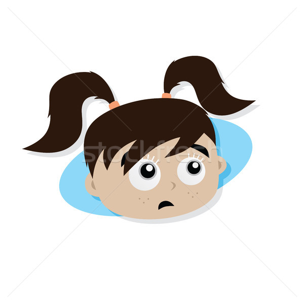 Stock photo: Adorable and amazing woman cartoon superhero head in classic expression