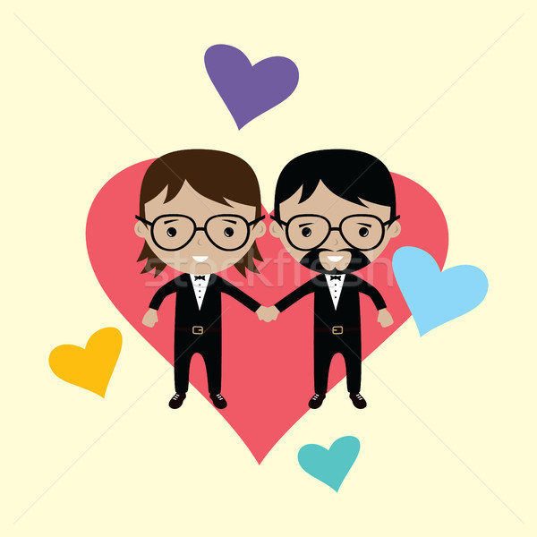 adorable gay spouse groom lovely cartoon marriage Stock photo © vector1st