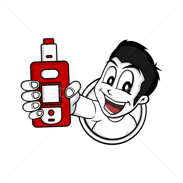 man showing electric cigarette mod cartoon vector Stock photo © vector1st