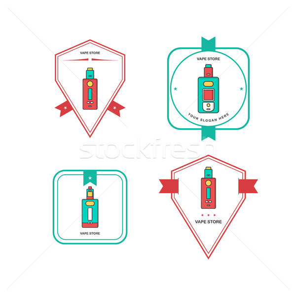 retro color badge theme electric cigarette mod - vaporizer vector Stock photo © vector1st