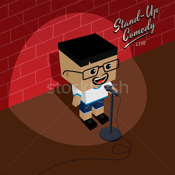 Suporte para cima comédia isométrica desenho animado homem Foto stock © vector1st