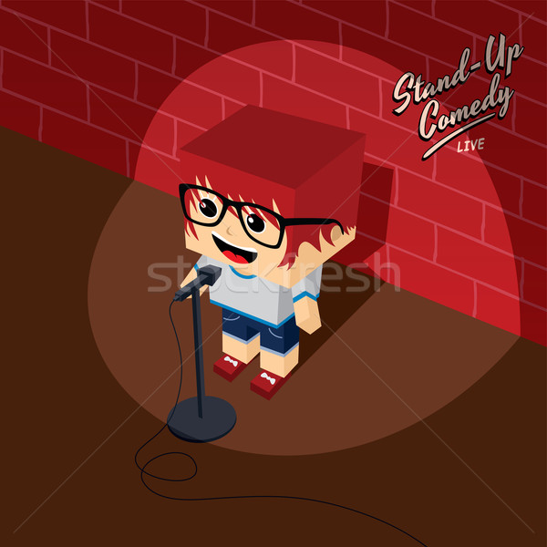 stand up comedy isometric block cartoon Stock photo © vector1st
