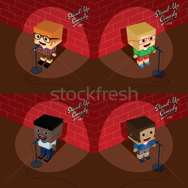 stand up comedy isometric block cartoon Stock photo © vector1st