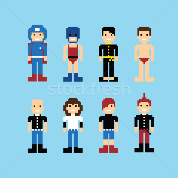 Pixeli oameni avatar set vector artă Imagine de stoc © vector1st
