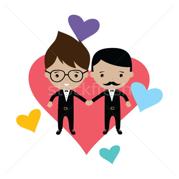 Adorable gay conjoint marié cartoon mariage [[stock_photo]] © vector1st