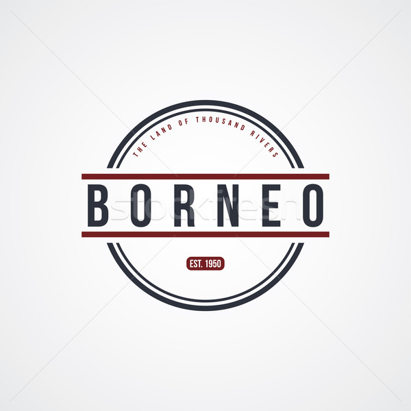 Foto stock: Borneo · placa · Indonesia · etiqueta · vector · arte