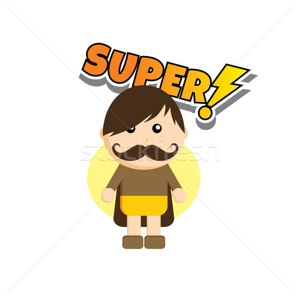 Flat style superhero character avatar on ribbon label creative design template man super hero profil Stock photo © vector1st