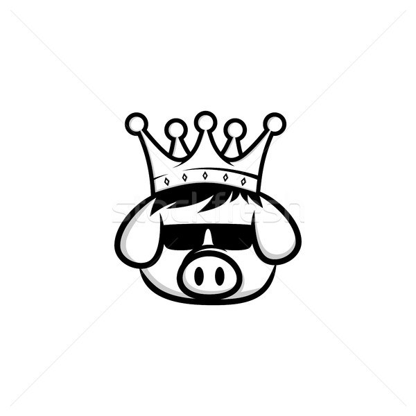 Roi porc couronne porc lard cartoon Photo stock © vector1st