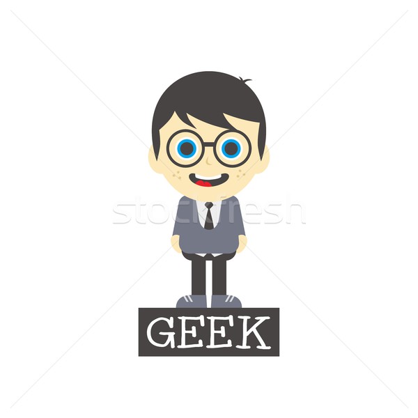 Geek chłopca cartoon wektora sztuki Zdjęcia stock © vector1st
