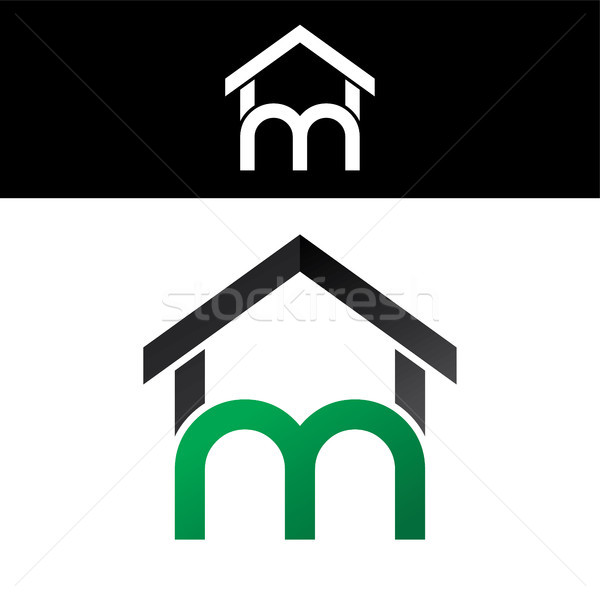 Ház otthon telek logo zöld fekete Stock fotó © vector1st