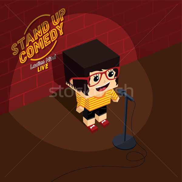 Stand in sus comedie deschide femeie comic Imagine de stoc © vector1st