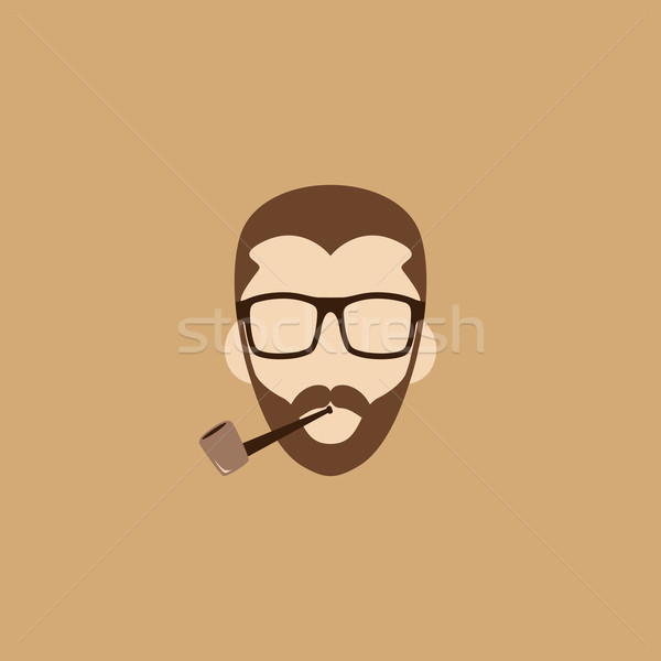 tobacco pipe hipster guy Stock photo © vector1st