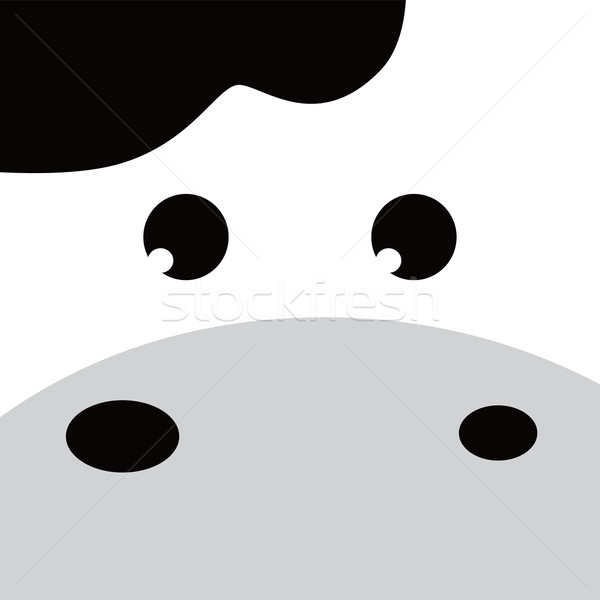 Stock photo: square cow face icon button