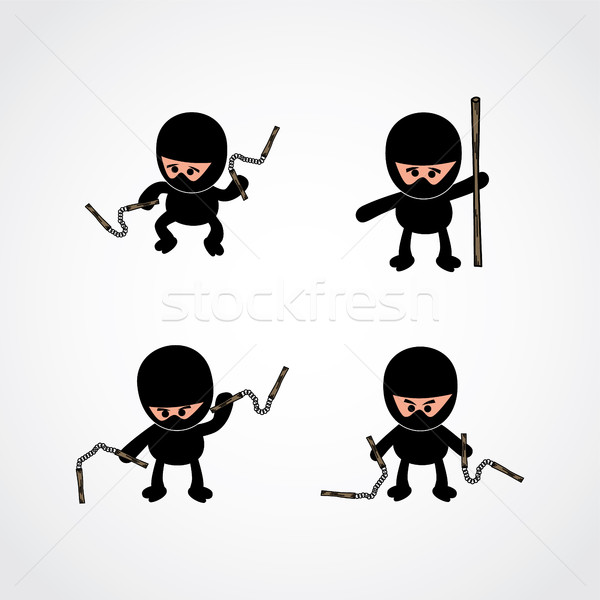 Ninja băiat desen animat vector artă ilustrare Imagine de stoc © vector1st