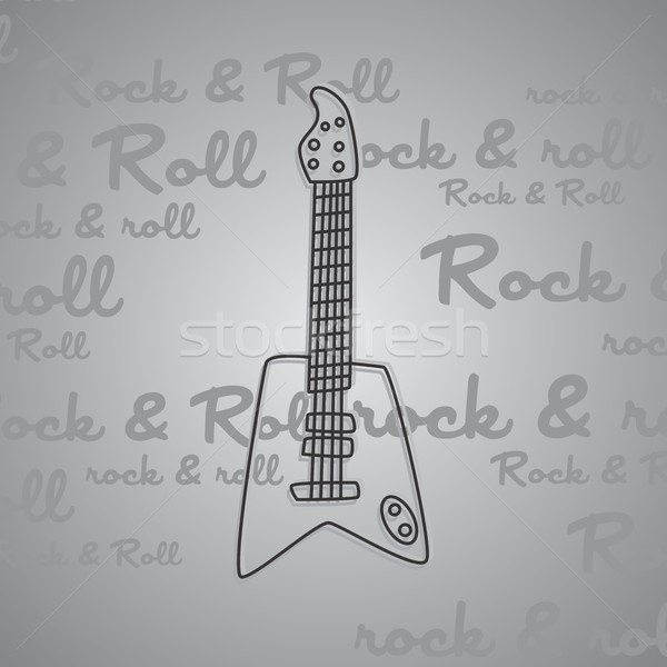 Foto stock: Rocha · rolar · guitarra · vetor · arte · ilustração