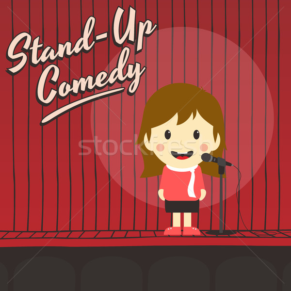 female stand up comedian cartoon character Stock photo © vector1st