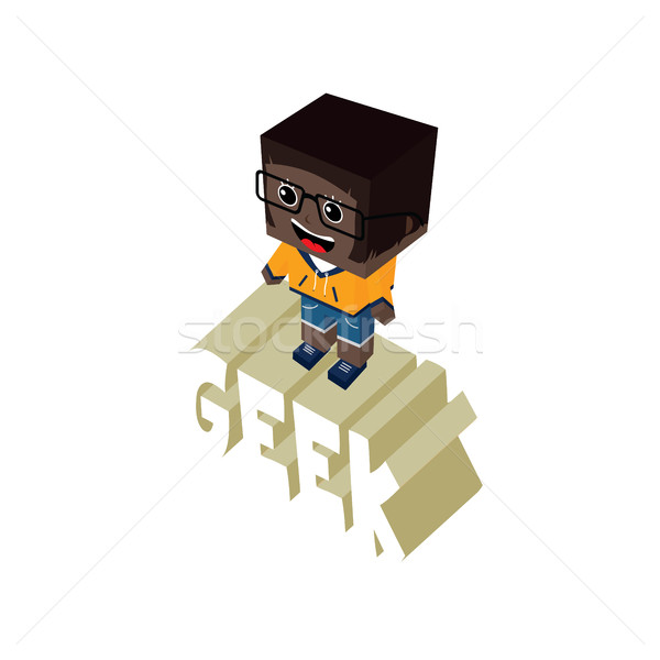 isometric female geek cartoon character Stock photo © vector1st