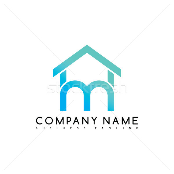 Vector house care emblem blue knot symbol curve looped icon logo logotype Stock photo © vector1st