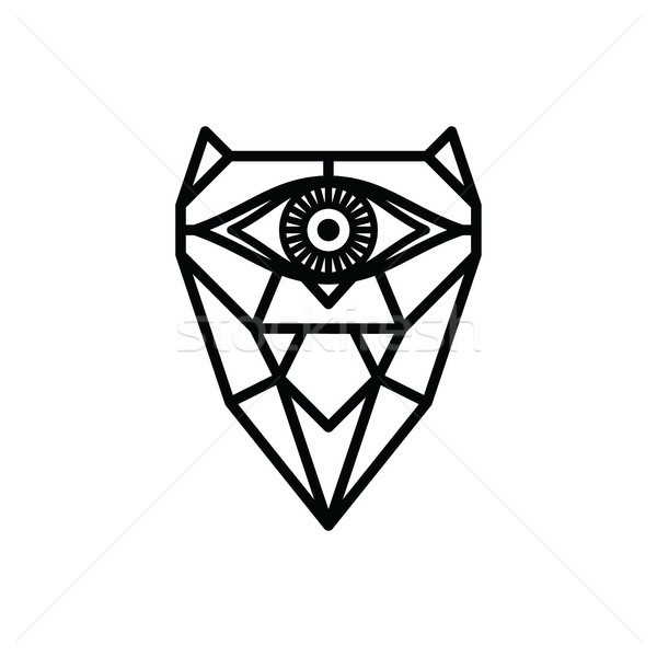 Foto stock: Uno · ojo · búho · logo · vector