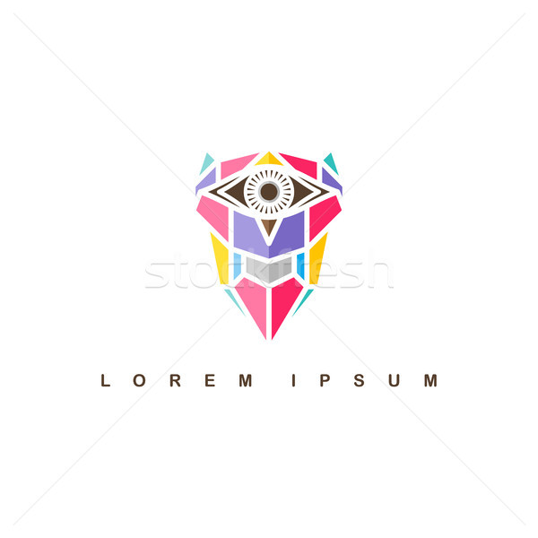 one eye owl logo logotype colorful theme vector Stock photo © vector1st