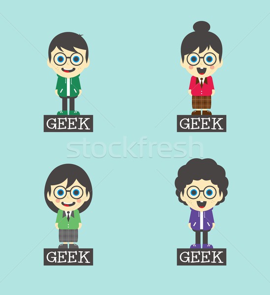 geek cartoon character set Stock photo © vector1st