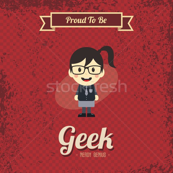 Genie geek retro cartoon vector kunst Stockfoto © vector1st