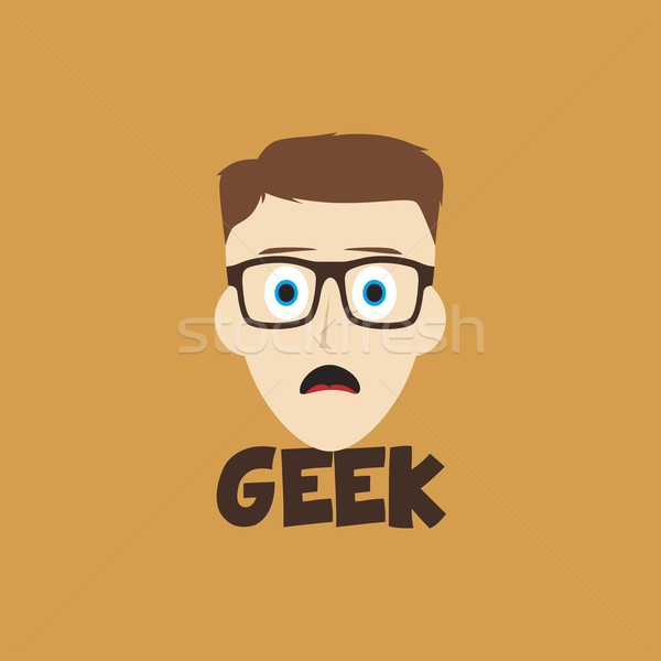 Geek adam karikatür yüz vektör sanat Stok fotoğraf © vector1st