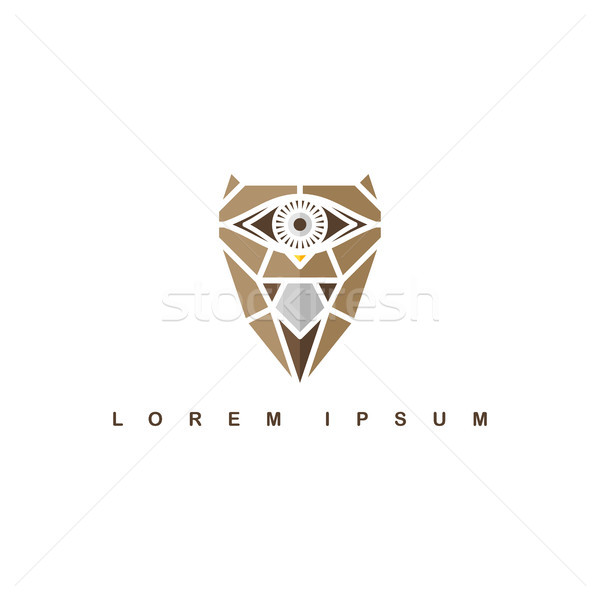 brown one eye owl logo logotype theme vector Stock photo © vector1st