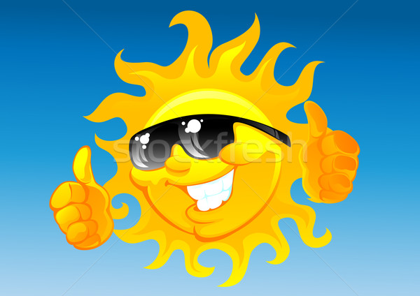 Cartoon soleil lunettes de soleil heureux pouce up [[stock_photo]] © vectorArta