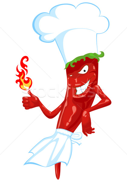 辣椒 廚師 紅色 牙齒 帽子 白 商業照片 © vectorArta