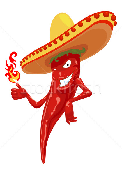Stock photo: hot chili pepper with fire