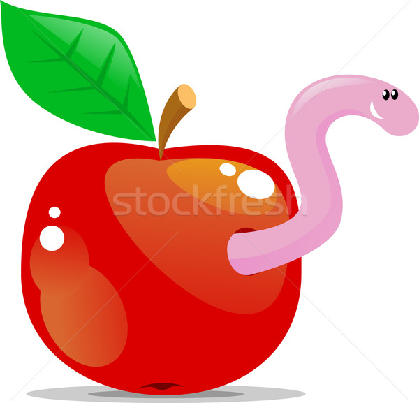 Apfel Wurm Essen Blatt rot Grafik Stock foto © vectorArta