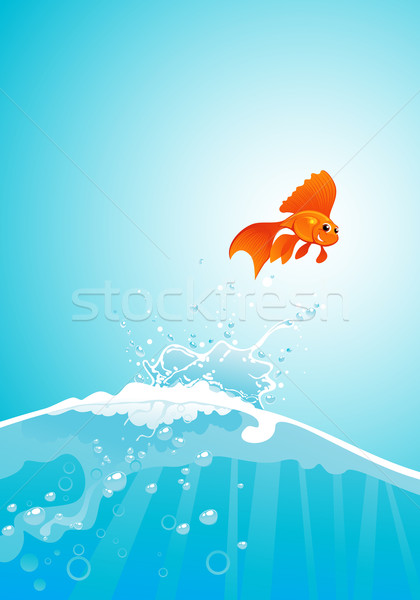 金魚 跳 美女 出 水 微笑 商業照片 © vectorArta