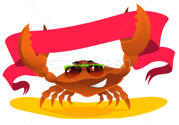 Crab panglică desen animat drăguţ verde ochelari de soare Imagine de stoc © vectorArta