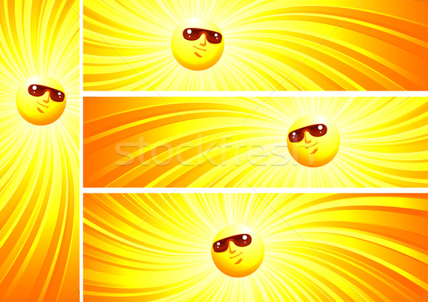 Güneşli afiş dört yaz afişler gülen Stok fotoğraf © vectorArta