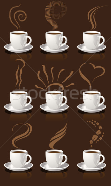 Tasses de café vapeur beaucoup coeur espace café Photo stock © vectorArta