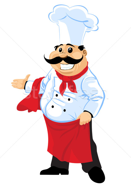 快樂 廚師 煮 微笑 餐廳 商業照片 © vectorArta