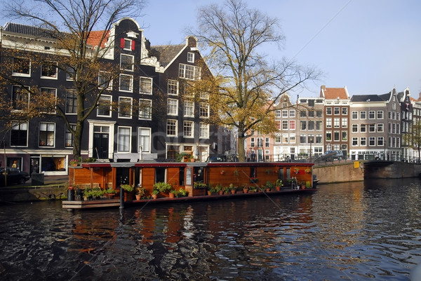 Amsterdam leben Boote Wasser Kanal Stadt Stock foto © Vectorex