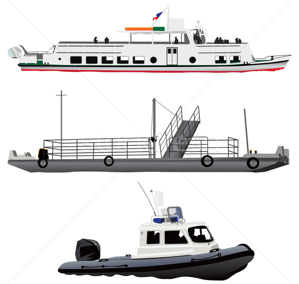 Navios pequeno balsa barco costa Foto stock © Vectorex
