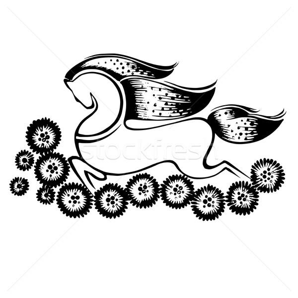 decorative silhouette of running horse Stock photo © VectorFlover