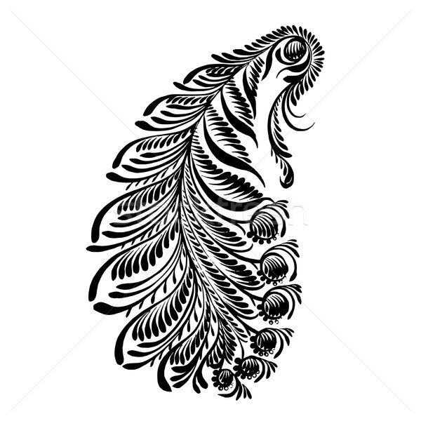 decorative silhouette of a floral paisley Stock photo © VectorFlover