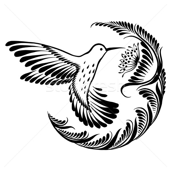 decorative silhouette hummingbird in flight Stock photo © VectorFlover