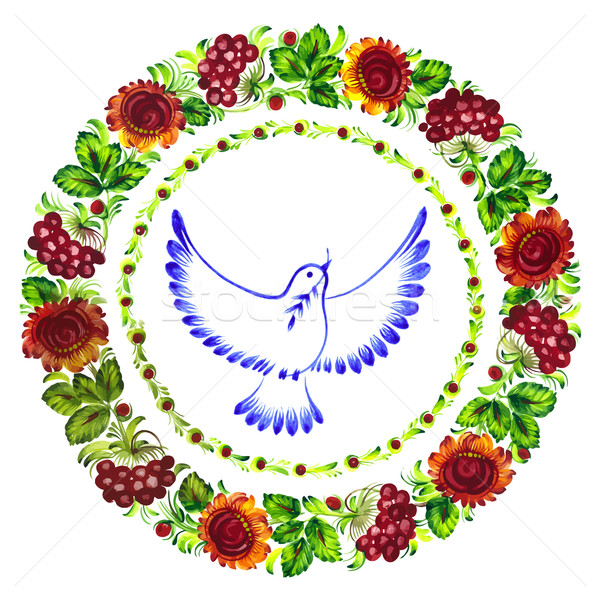 pigeon peace decorative circlet of flowers Stock photo © VectorFlover