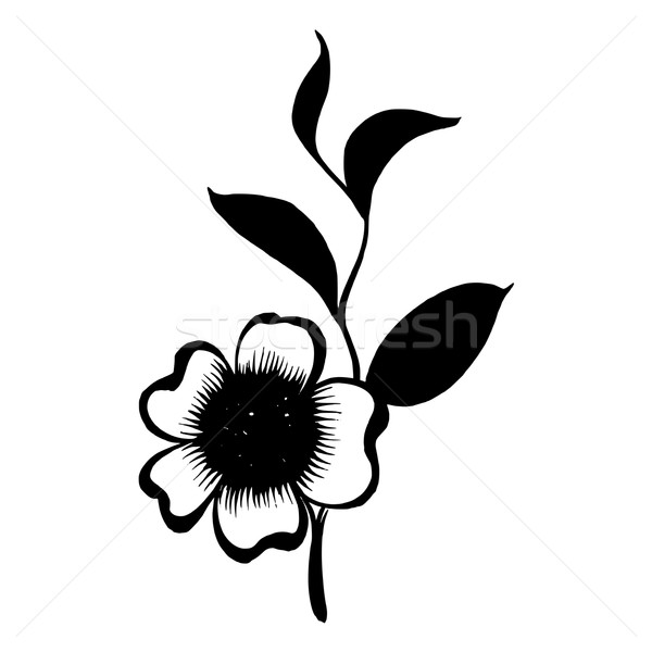 silhouette branch of tea with flowers and leaves Stock photo © VectorFlover